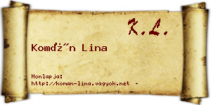 Komán Lina névjegykártya